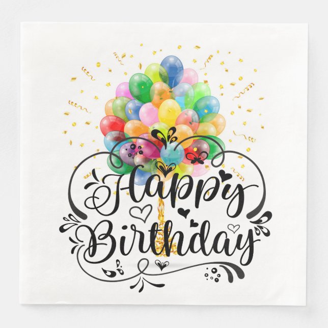 Happy Birthday Balloons Napkin (Front)