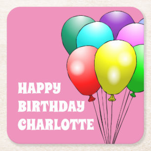 Happy Birthday Balloons Paper Coasters