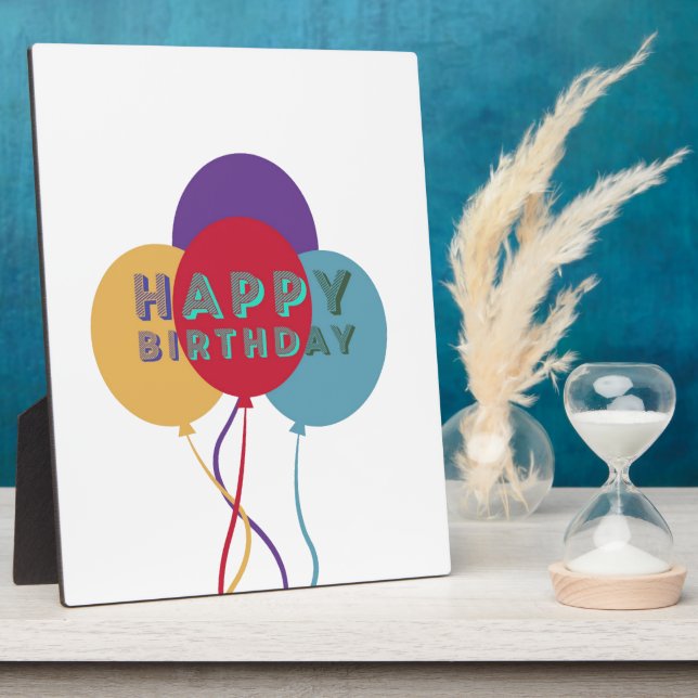 Happy Birthday Balloons Plaque (Side)