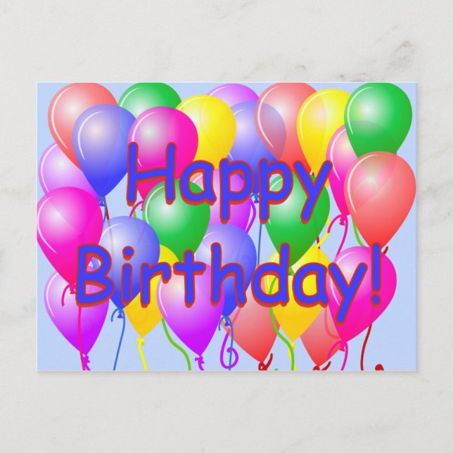 Happy Birthday Balloons Postcard (Front)