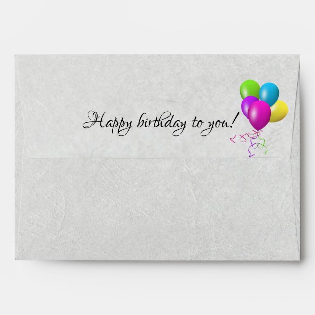 happy birthday balloons soft grey creased texture envelope (Back (Top Flap))