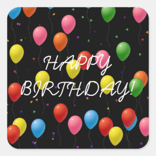 Happy Birthday Balloons Square Sticker