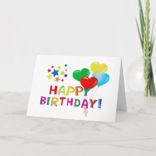 Happy Birthday Balloons Stars Card