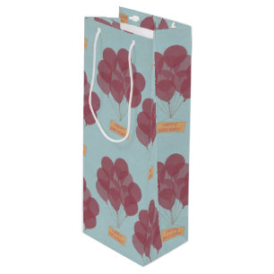 Happy birthday balloons wine gift bag