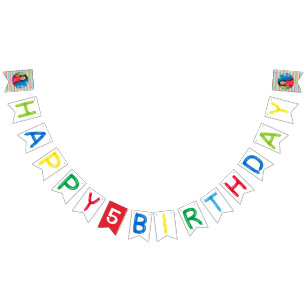 Happy Birthday balloons with photo Bunting Flags