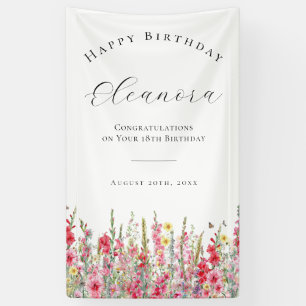 Happy Birthday Banner 18th August Birth Flower