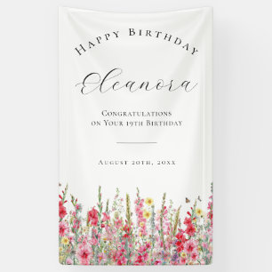 Happy Birthday Banner 19th August Birth Flower