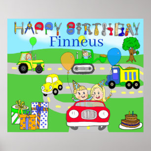 Happy Birthday Banner, Boy's Birthday Poster