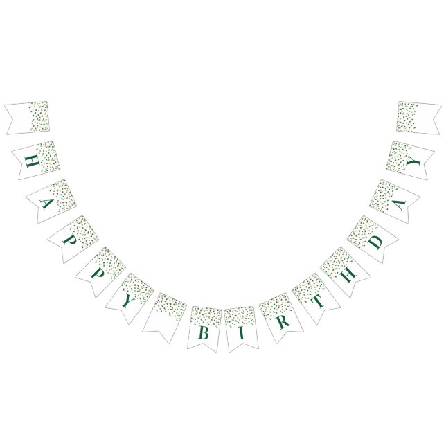Happy Birthday Banner Green Gold Confetti (All)