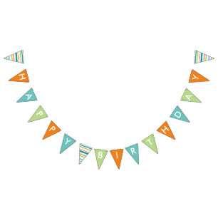 Happy Birthday Banner with Stripes