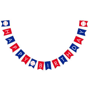Happy Birthday Baseball Party Decor Bunting Flags