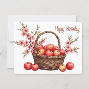 Happy Birthday Basket with Apples  Postcard