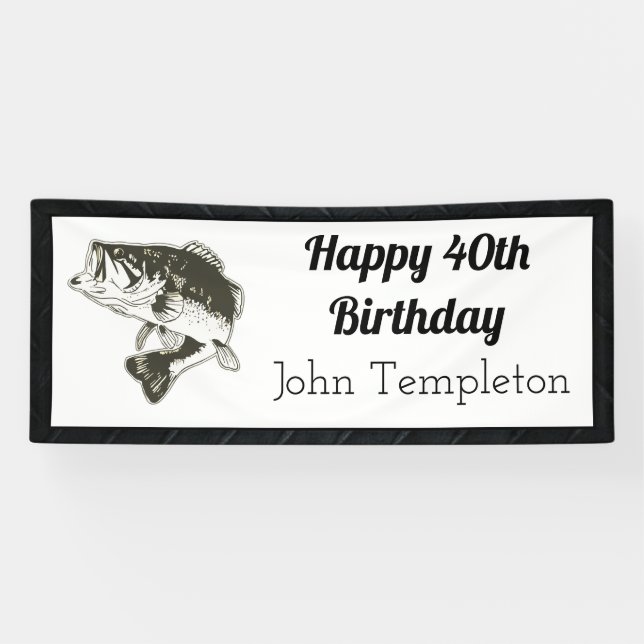Happy Birthday Bass Fishing Men's Banner (Horizontal)