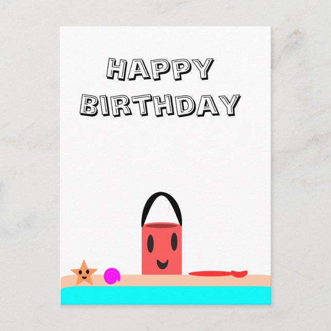 Happy Birthday Beach Fun Postcard (Front)