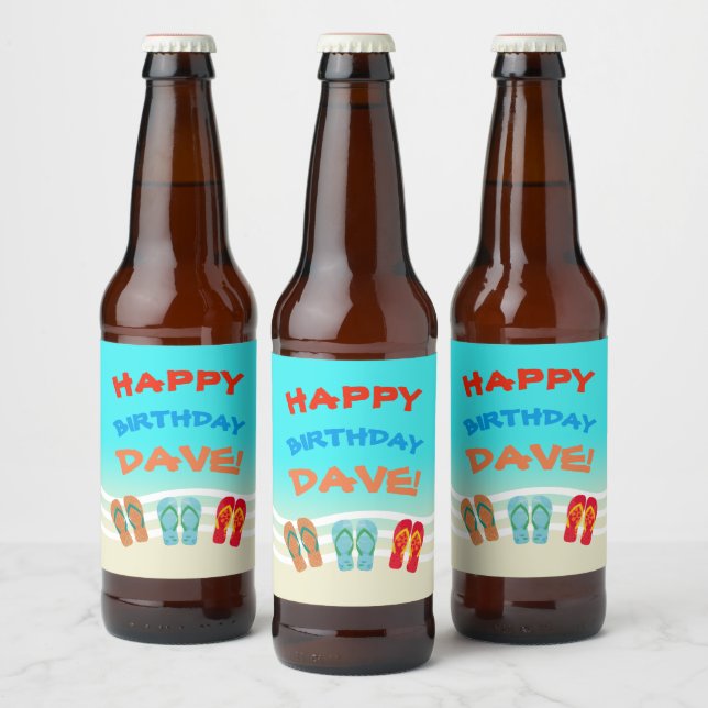 Happy Birthday Beach Party Custom  Beer Bottle Label (Bottles)