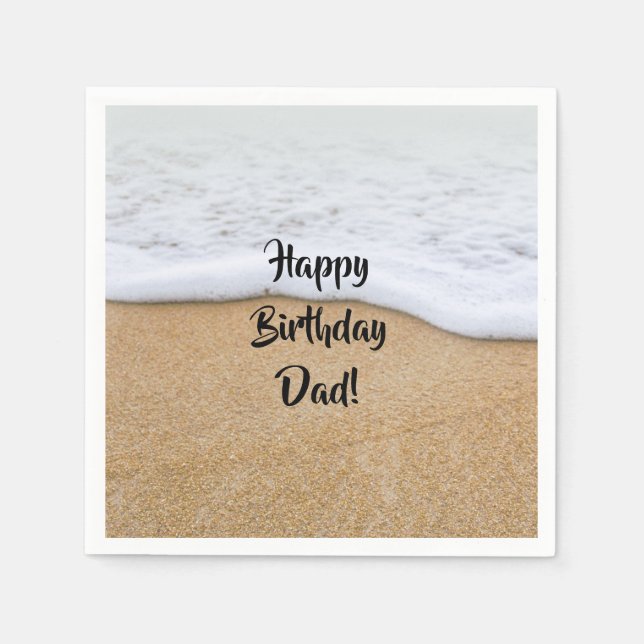 Happy Birthday Beach Themed Summer Party Napkin (Front)