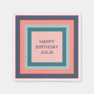 Happy Birthday, Beachy Colour Palette Squares Napkin