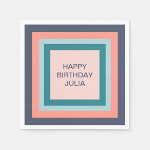 Happy Birthday, Beachy Colour Palette Squares Napkin