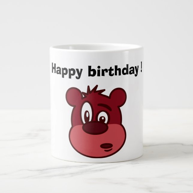 "HAPPY BIRTHDAY" BEAR LARGE COFFEE MUG (Front)