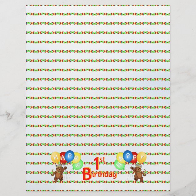 Happy Birthday Bear Scrapbook Paper 5 (Front)