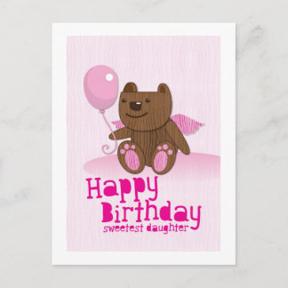 Happy Birthday Bear Sweetest Daughter! Postcard