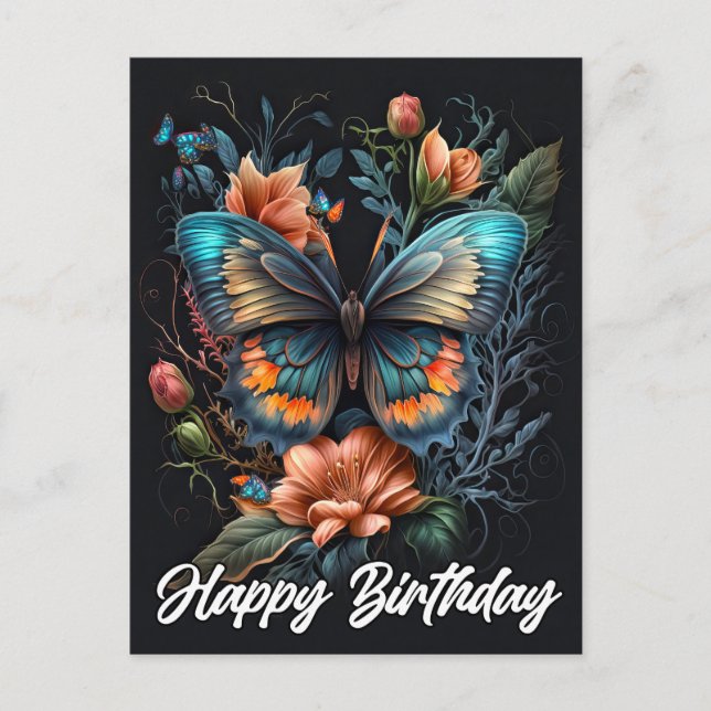 Happy Birthday | Beautiful Butterfly Postcard (Front)