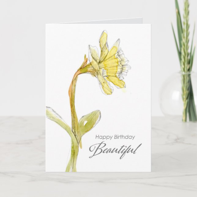 Happy Birthday Beautiful Friend Daffodil Flower Card (Front)