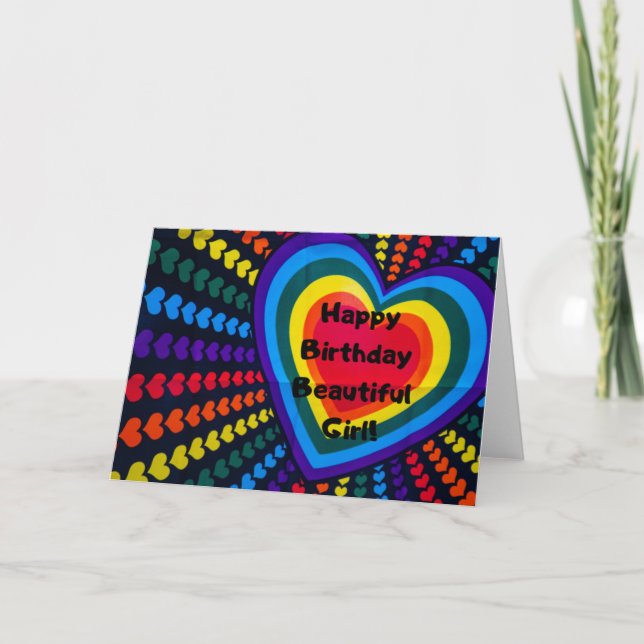 'Happy Birthday Beautiful Girl' Birthday Card (Front)