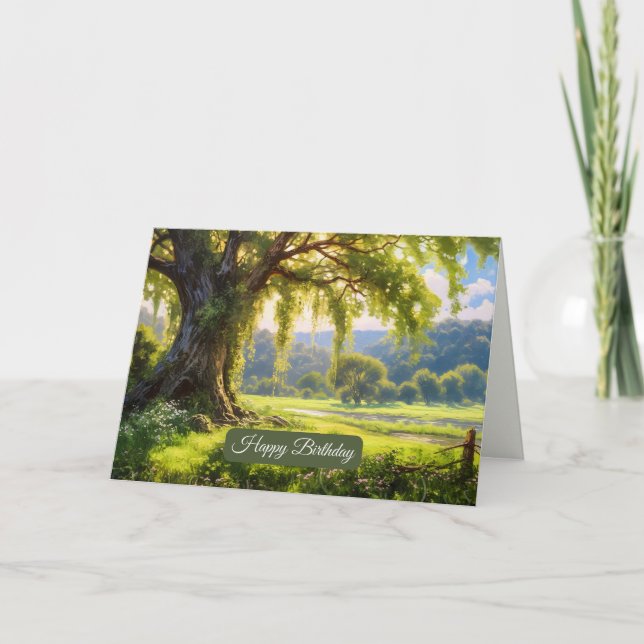 Happy Birthday Beautiful Nature Landscape Card (Front)