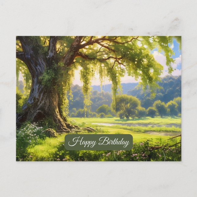 Happy Birthday Beautiful Nature Landscape Postcard (Front)