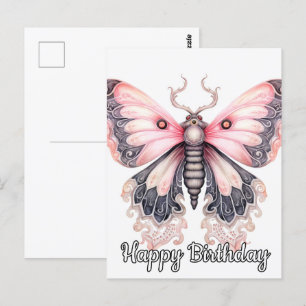Happy Birthday Beautiful Resting Butterfly Art Postcard