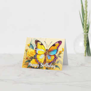 Happy Birthday Beautiful Resting Butterfly Design Card
