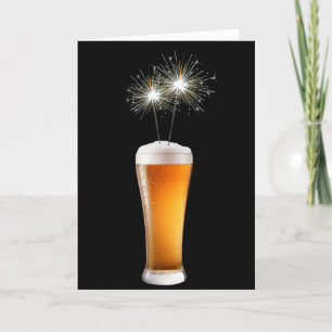 Happy Birthday Beer With Sparklers Card