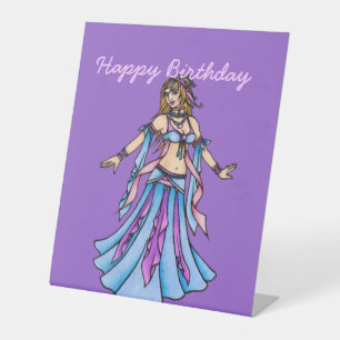 Happy Birthday Belly Dancer Pedestal Sign