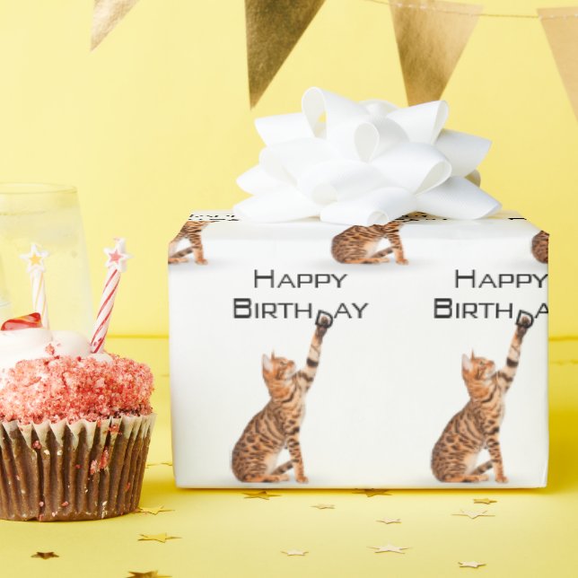 Happy Birthday Bengal Cat Wrapping Paper (Birthday Party)