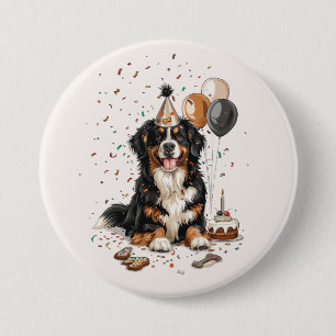 Happy Birthday Bernese Mountain Dog 3 Inch Round Button