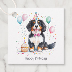 Happy Birthday Bernese Mountain Dog Favour Tags