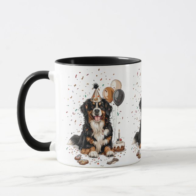 Happy Birthday Bernese Mountain Dog Mug (Left)