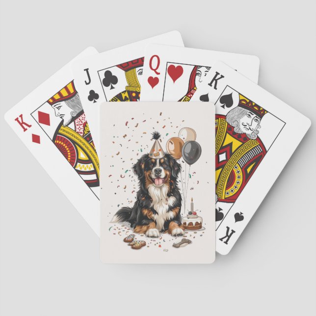 Happy Birthday Bernese Mountain Dog Playing Cards (Back)