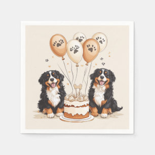 Happy Birthday Bernese Mountain Dogs Napkin