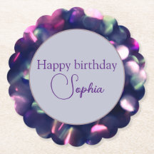 "Happy Birthday" Berry Sparkle Paper Coaster