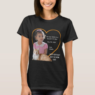Happy Birthday Best Cat Mom Photo Name Black T-Shirt