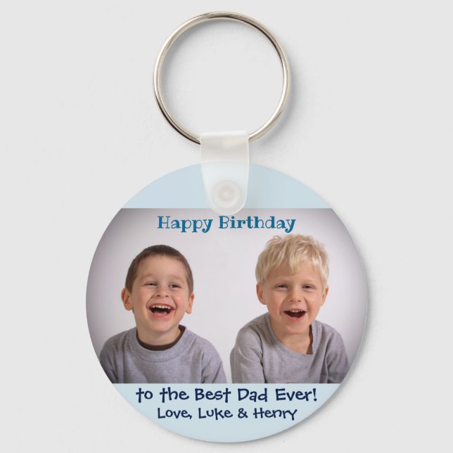 Happy Birthday Best Dad Ever Custom Photo Keychain (Front)