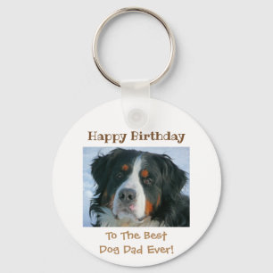 Happy Birthday Best Dog Dad Ever Photo Keychain