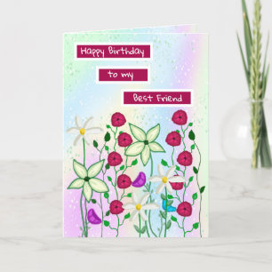 Happy Birthday Best Friend, Floral Watercolor   Card