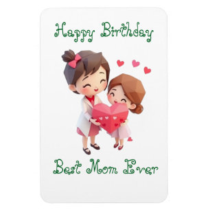Happy Birthday Best Mom Personalize Gift Magnet