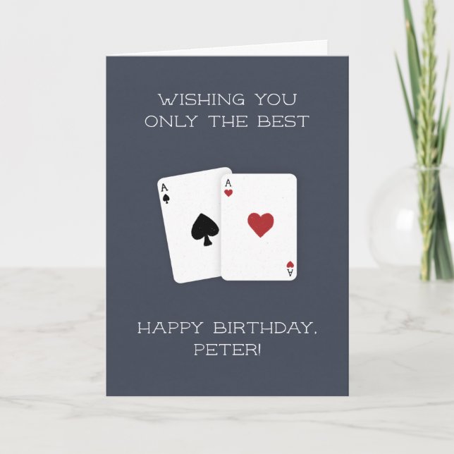 Happy Birthday Best Poker Starting Hand Aces Card (Front)