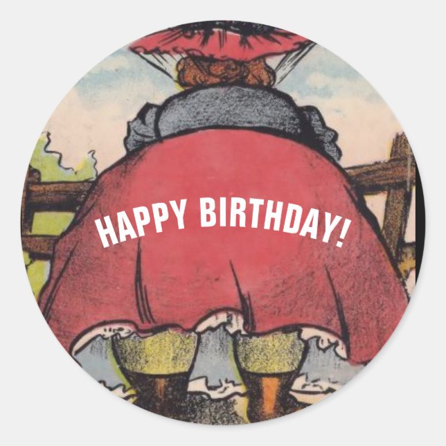 HAPPY BIRTHDAY BIG BUTT WOMAN STICKERS DECALS (Front)