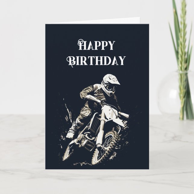 Happy Birthday Bike Motocross Racing Card (Front)