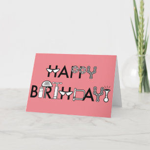 Happy Birthday Bike Style Pink Colour Customizable Card